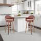 Daxton Mid-Century Swivel Bar Stool, Upholstered Counter Height Chair with Bentwood Legs - Brown and Walnut - Counter Height