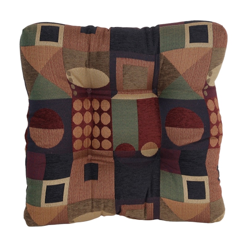 19-inch Square Jacquard Chenille Tufted Dining Chair Cushion - 19 x 19