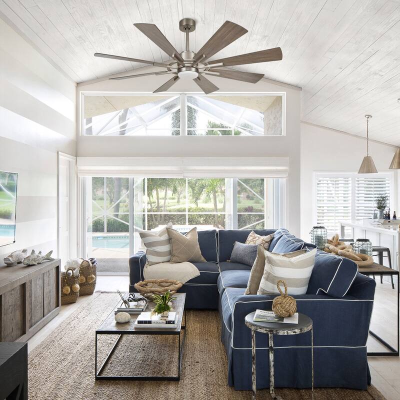 60" Walnut Wood 8-Blade Barn Windmill LED Ceiling Fan with Remote