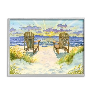 Stupell Nautical Beach Chairs View Framed Giclee Art Design by Robin ...