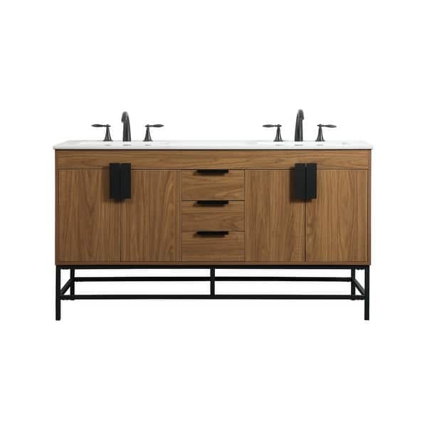 slide 1 of 1, Elegant Lighting VF48860D Eugene 60" Free Standing Double Basin Vanity Walnut Brown - Walnut Finish