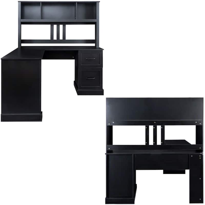 Modern Multifunctional L-Shaped Wooden Computer Desk