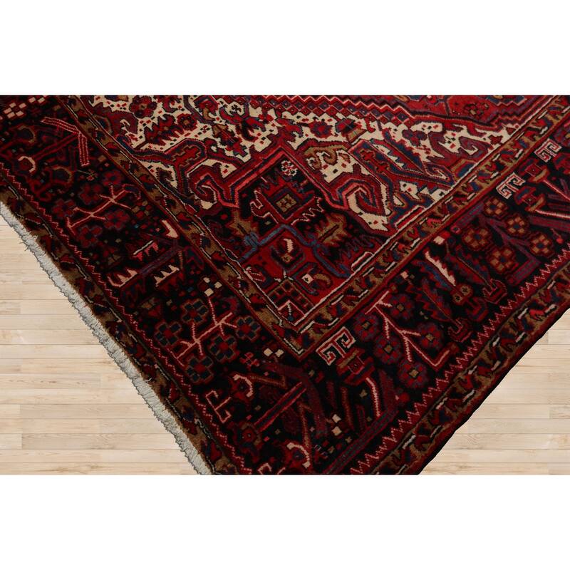 10'4''x12'1'' Hand Knotted Wool Red Heriz Traditional Rug - 10' 4'' x 12' 1''