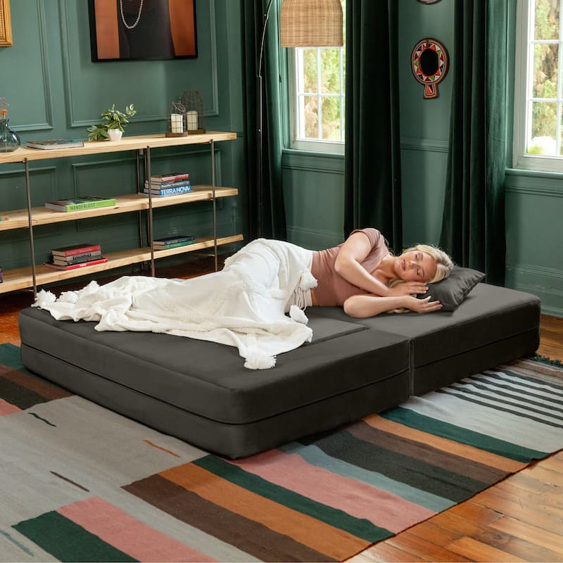 Jaxx Zipline Convertible Queen-size Sleeper Loveseat and Ottoman Set