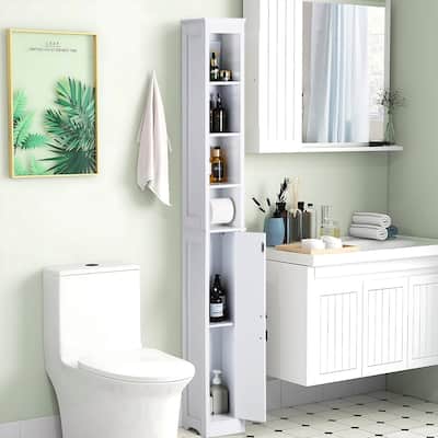 VECELO 70.86 inch Tall Bathroom Storage Cabinet with 1 Door & 4 Shelves, Floor Cabinet, Kitchen Pantry Cabinet