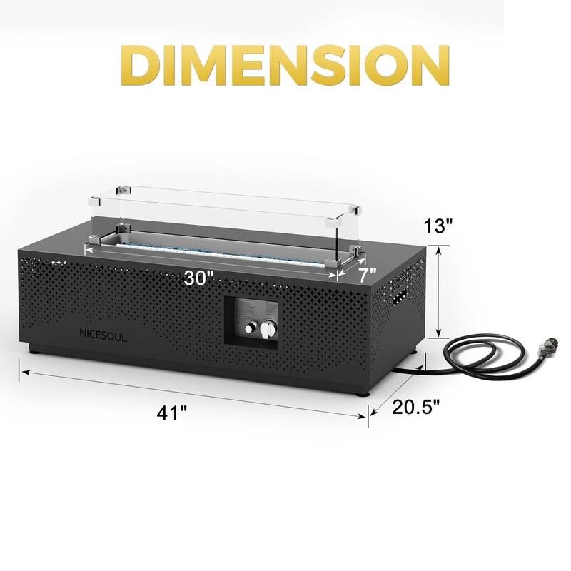 Rectangular Outdoor Propane Fire Pit Table with Lid & Hidden Tank Storage – Convertible to Natural Gas