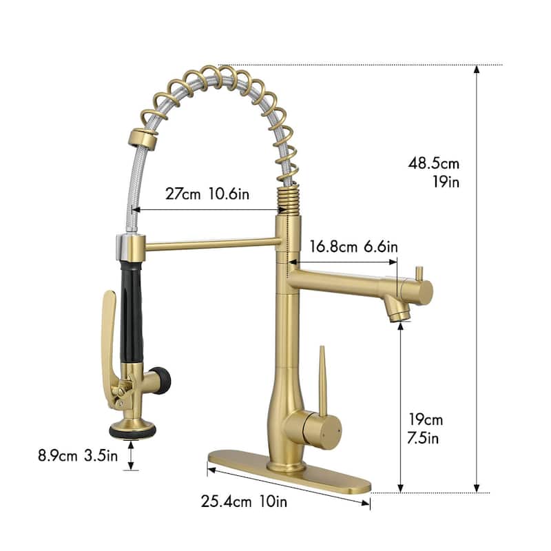 Single Handle Pull Down 360 Degree Rotation Kitchen Faucet with Deckplate
