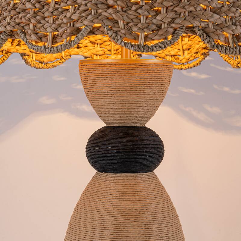 Flora 24" Rattan Table Lamp with USB 3-Way Touch Dimmer