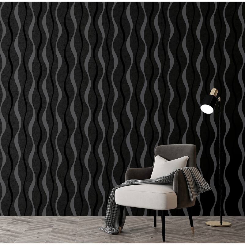 Arthouse Tazz Black Ribbons Wallpaper