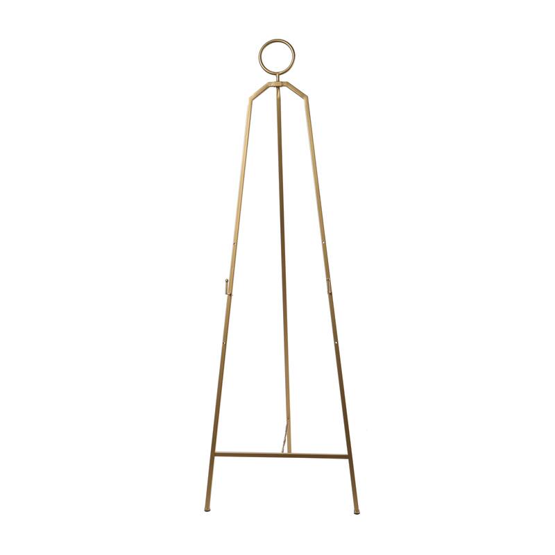 Gold Metal Tall Adjustable 3 Tier Display Easel with Circular Ring Top