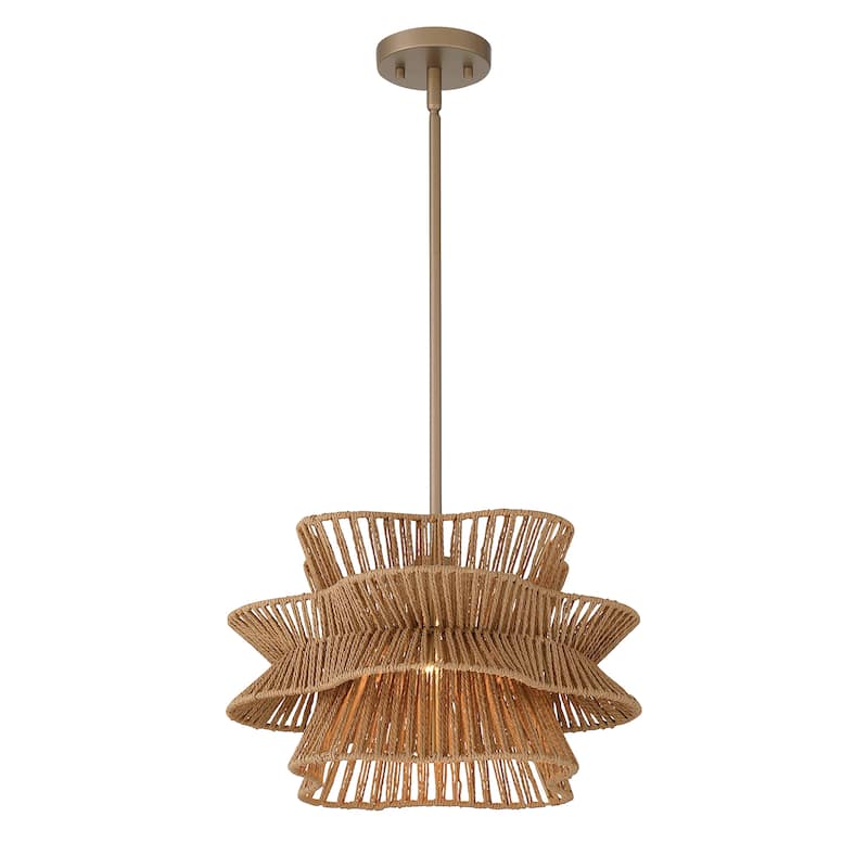 Acroma 1-light Farmhouse Coastal Woven Chandelier for Dining Room - 16'' D * 61'' H