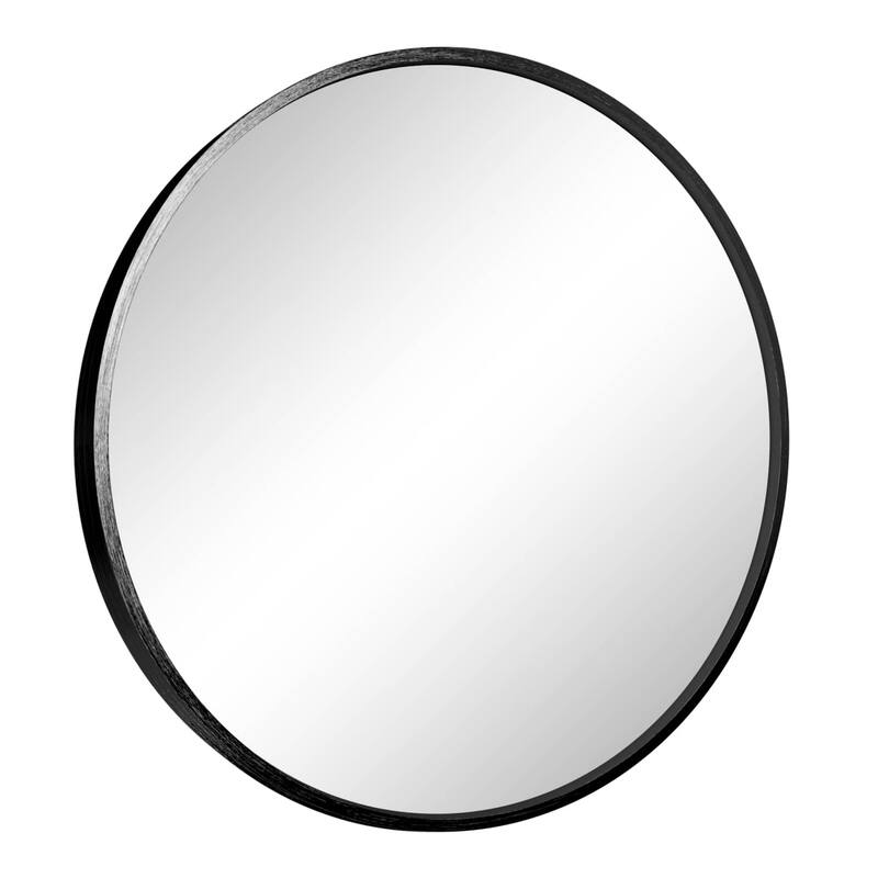 HomeRoots 31" Black Metal Round Framed Accent Mirror - 31.00 in. x 31.00 in. x 1.10 in.
