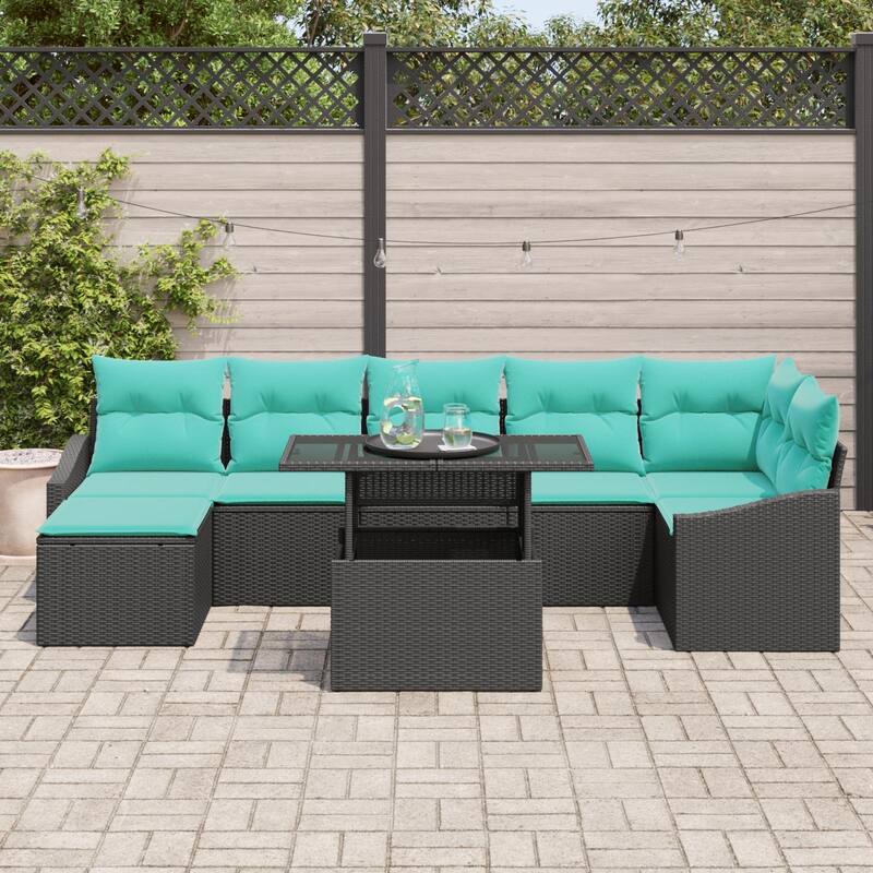 vidaXL 8 Piece Garden Sofa Set with Cushions - 113.6×48.6×27.2