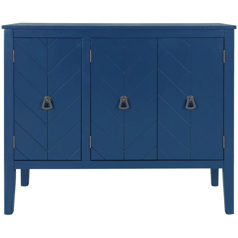 Adjustable Shelf Storage Sideboard with 3 Retro Metal Handles and 4 Pinewood Legs, for Entryway, Living Room, Study Room