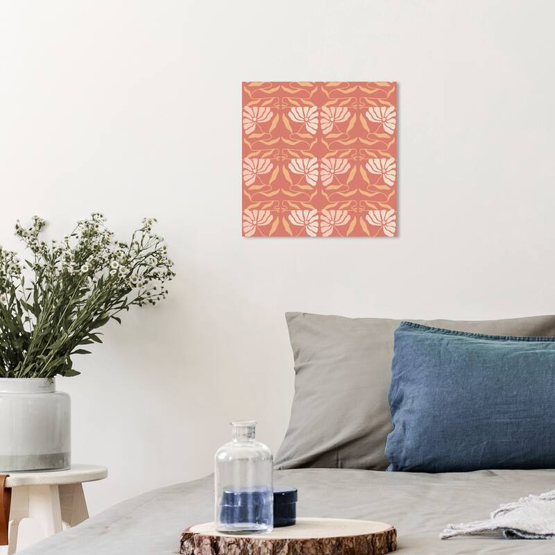 Wynwood Studio Canvas Abstract Floral Storage Vine Pink and Modern & Contemporary Wall Art Canvas Print - 12 x 12
