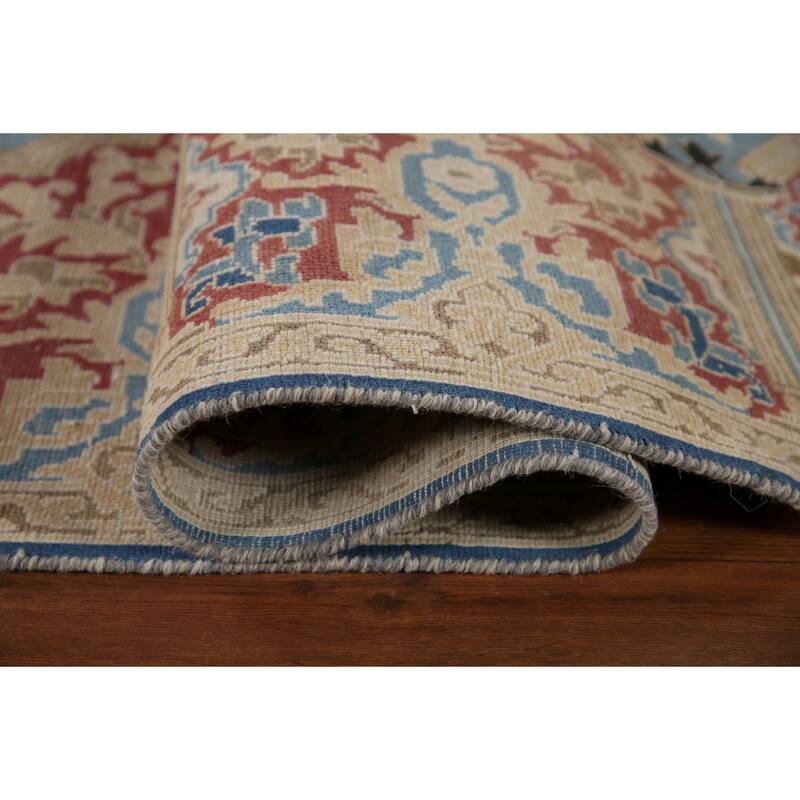 Blue Distressed Kerman Persian Vintage Area Rug Handmade Wool Carpet - 9'3" x 11'10"