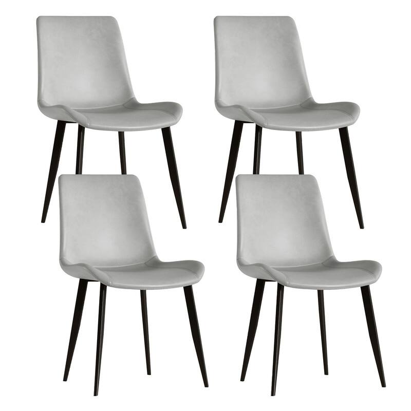 Modern 4-Piece Dining Chair Set - Ergonomic PU Leather & Sturdy Steel Legs