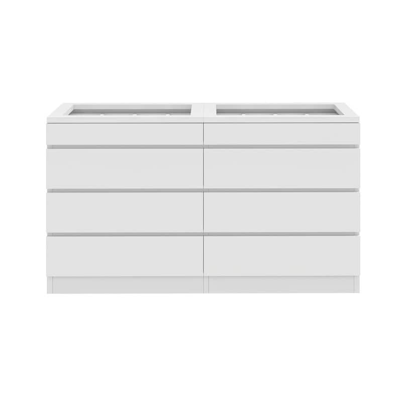 Modern 8-Drawer Dresser Chest Dresser of Drawer Organizers with LED Light High Gloss