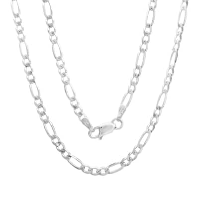 Roberto Martinez Sterling Silver 3 mm Figaro Chain (16"-30") - White