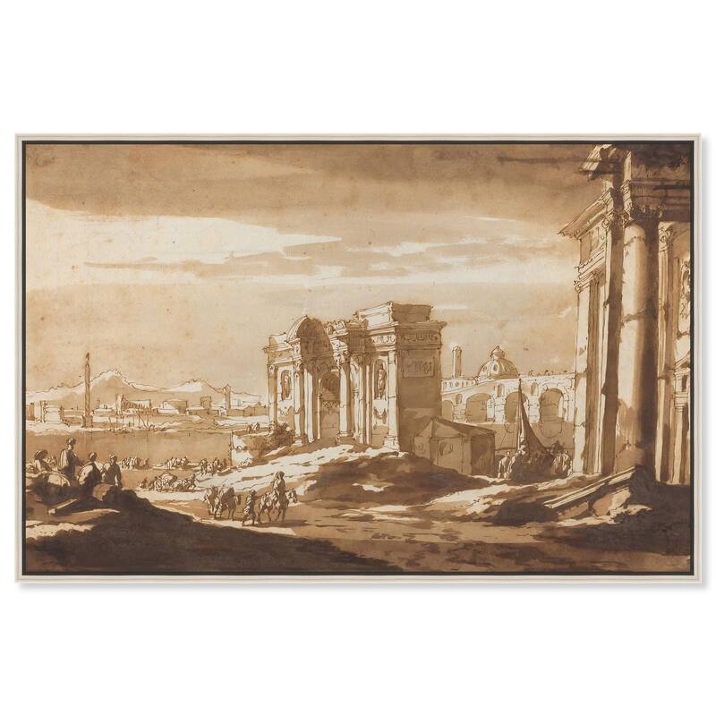 Capriccio View of Roman Ruins Canvas by Art Remedy - 15" x 10" - Silver