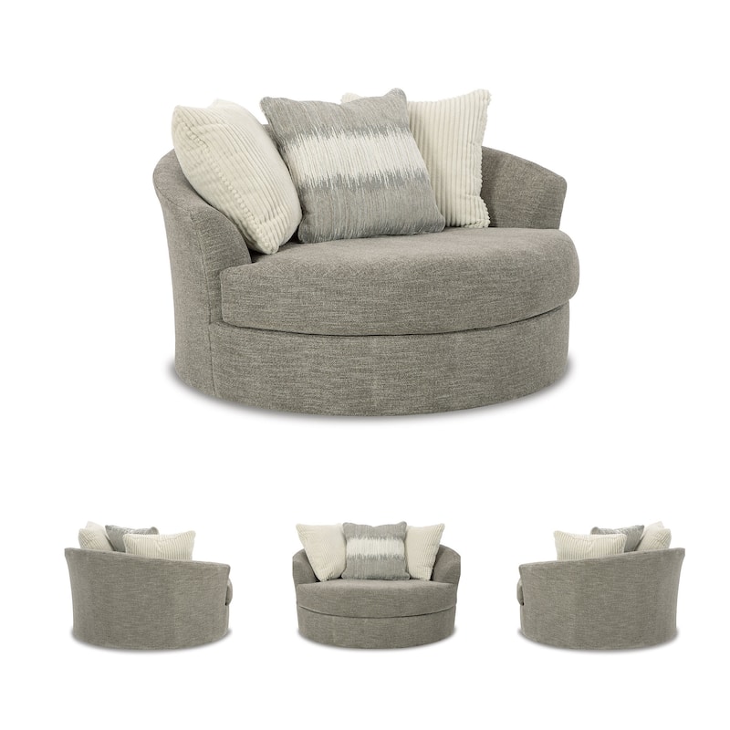Signature Design by Ashley Creswell Stone Oversized Swivel Accent Chair - 56"W x 56"D x 32"H