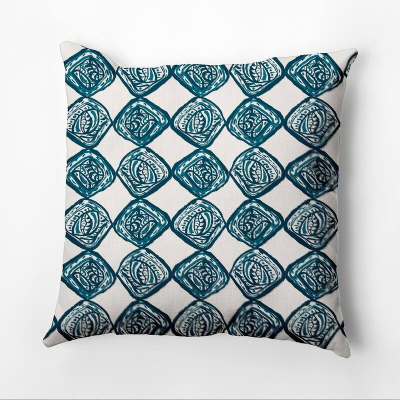 Cowry Check Outdoor Pillow - Teal - 20" x 20"