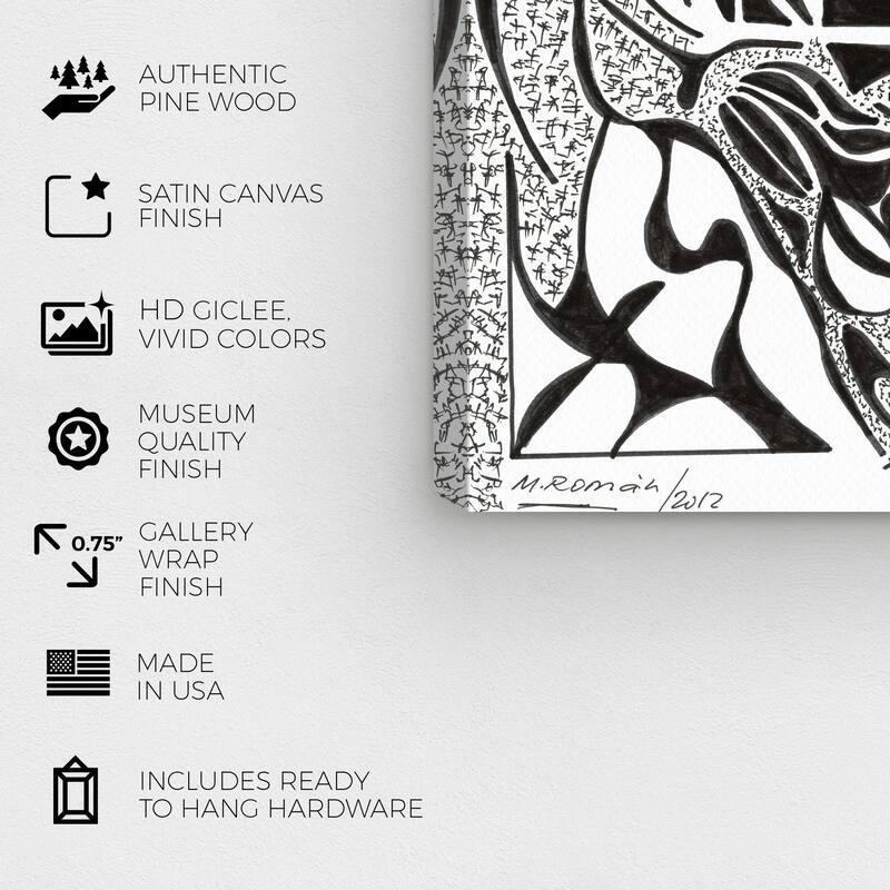 Wynwood Studio Abstract Manuel Roman - Flowing Lines Black and Modern & Contemporary Wall Art Canvas Print