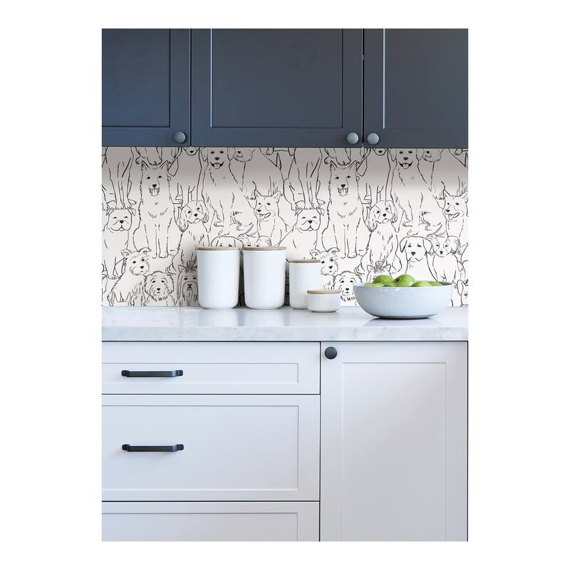 NuWallpaper Black & White Paws On Peel & Stick Wallpaper - 216in x 20.5in x 0.025in