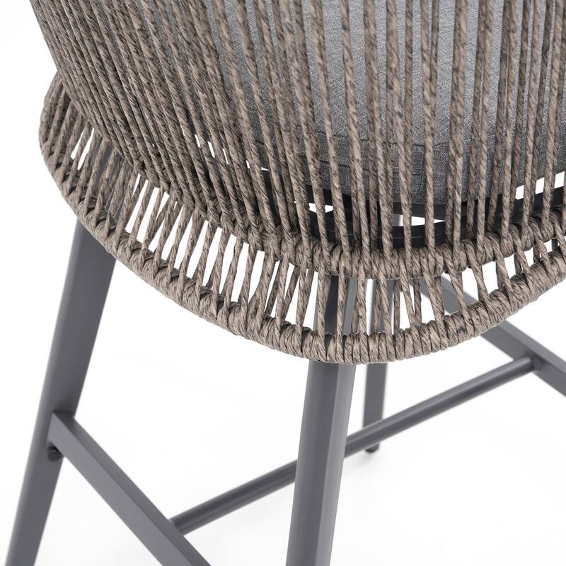 Outdoor 2-Piece Arm Barstool Chairs with Cushions