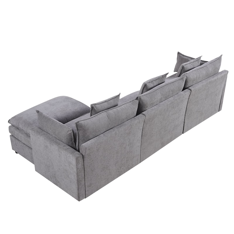 108.66" L-Shaped 4-Seater Sectional Sofa with Convertible Chaise and Ottoman, Spacious Cloud Design