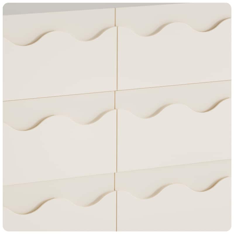 Wave Front 6 Drawers Dresser Handle-Free Modern Storage Cabinet