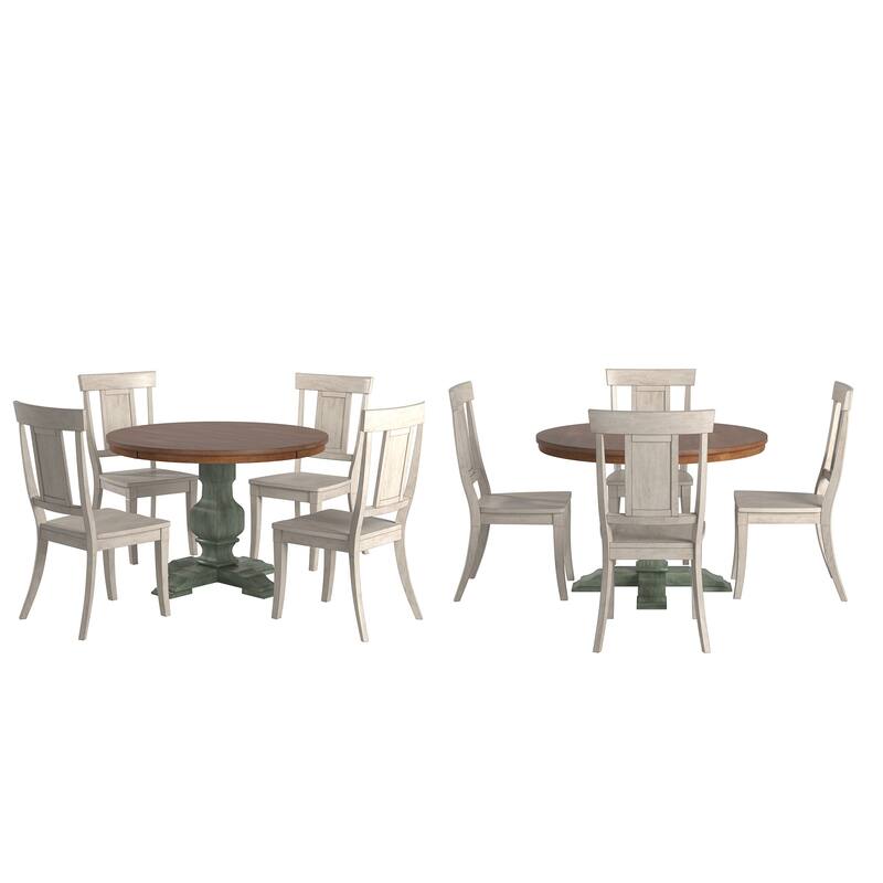 Ronda 45" Round Solid Wood Top Dining Set with Panel Back Chairs