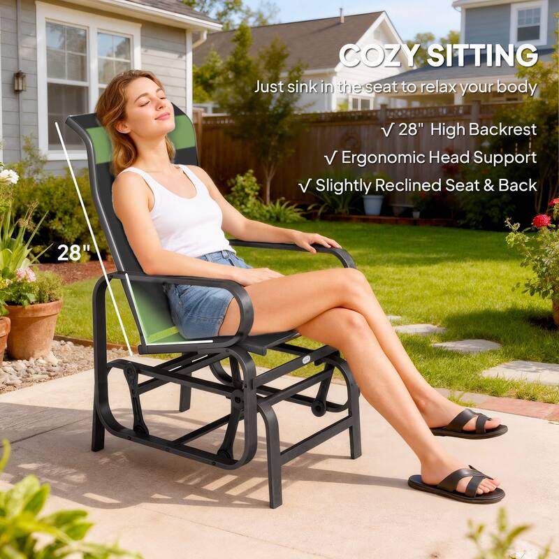 Outsunny Outdoor Glider Chair Set of 2, Gliders for Outside Patio with Smooth Rocking Mechanism , Black