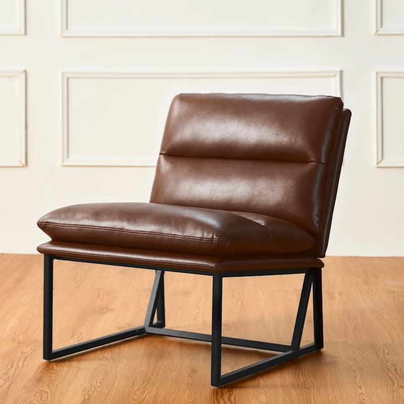 Glitzhome Set of 2 30.25"H Modern Ergonomic PU Accent Armless Chair