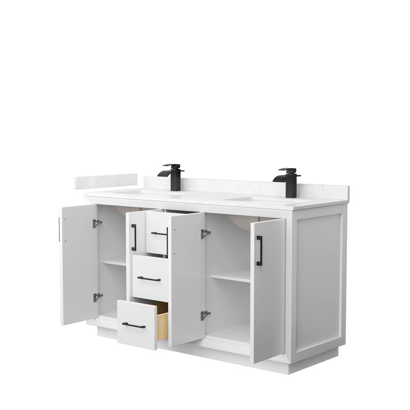 Strada 60-Inch Double Vanity Set, Cultured Marble Top