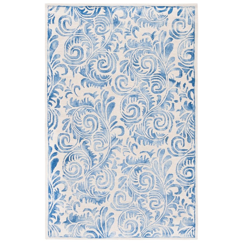 SAFAVIEH Handmade Dip Dye Kaushalya Geometric Wool Rug - 4' x 6' - Blue/Ivory