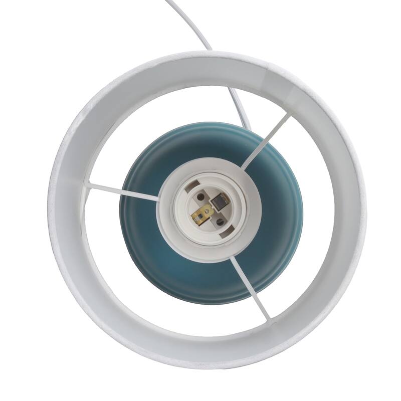 Mini Classic Jar Ceramic Table Lamp with White Drum Shade - 19.5" - Teal Blue