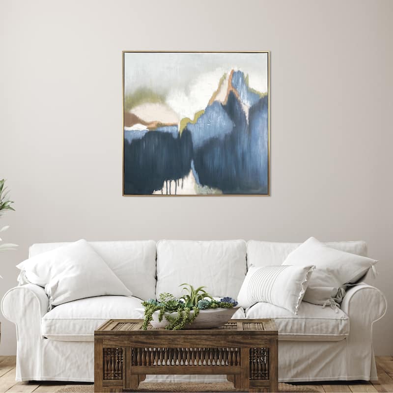 "Abstract Vision" Hand Painted Floating Framed Canvas Wall Art Print, 30x30 Inches