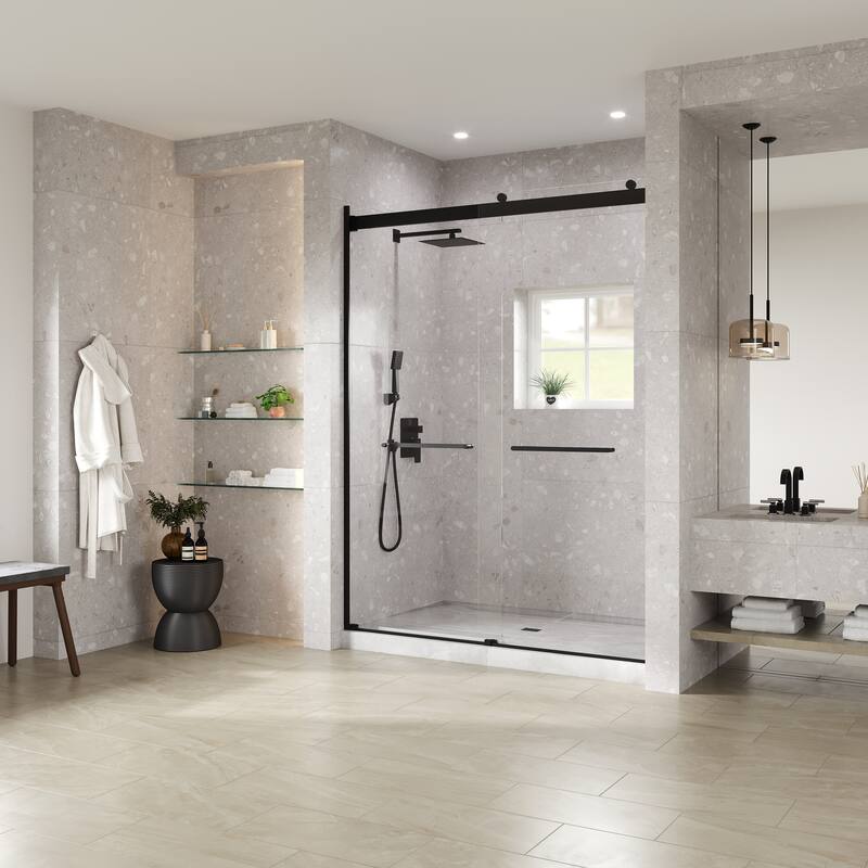 Eviva Glide Sliding Frameless Shower Door with Tempered Glass
