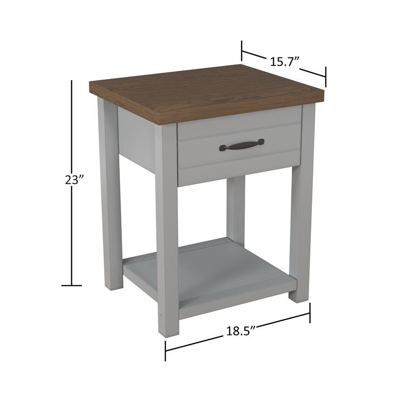 Milligan Wood Nightstand with 1 Drawer and Shelf, Set of 2