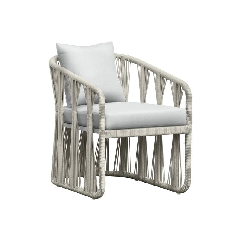 Alexa Outdoor Dining Arm Chair with Pillow Back, White