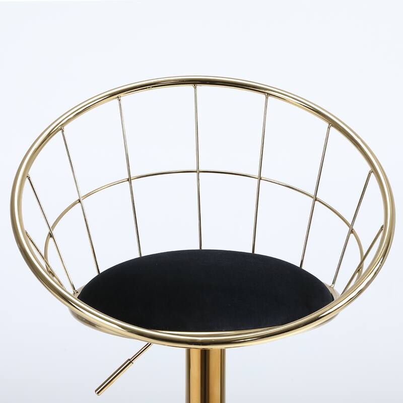 Velvet Bar Chair, 360 Degree Rotation Adjustable Counter Chair Set of 2