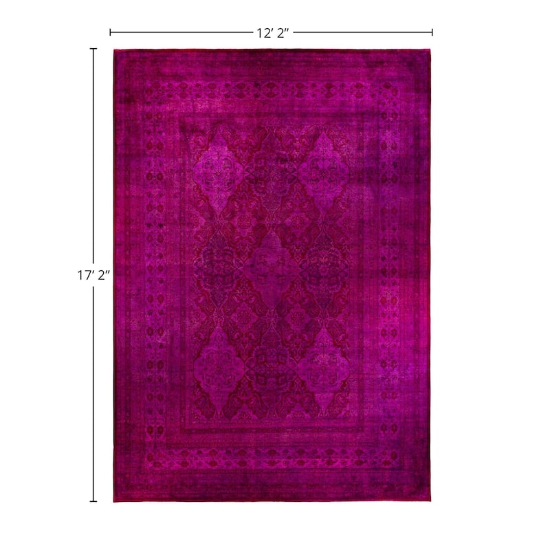 Overdyed, One-of-a-Kind Hand-Knotted Area Rug - Pink - 12' 2" x 17' 2"