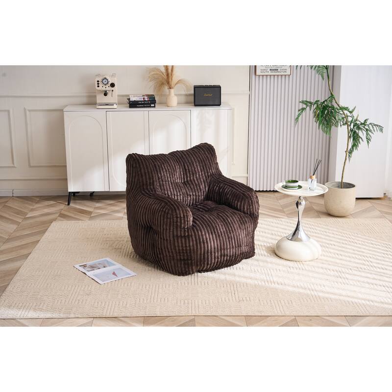 Soft Fluffy Corduroy Fabric Bean Bag Chair Filled With Memory Sponge