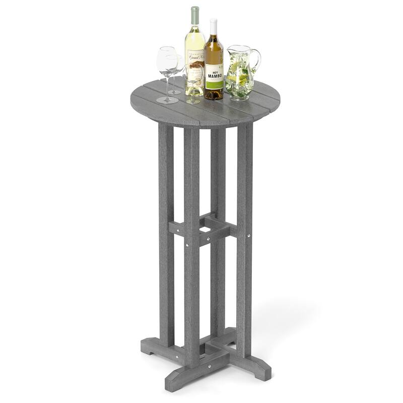 Gymax 21.5'' Round Bar Table Patio HDPE Bar Height Dining Table w/ - Grey