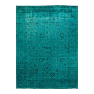 Fine Vibrance, One-of-a-Kind Hand-Knotted Area Rug - Green, 9' 2" x 12' 5" - 9' 2" x 12' 5"