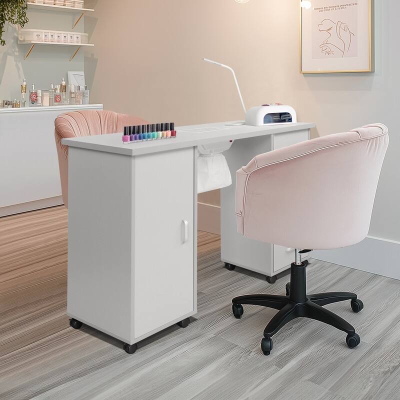 4 Removable Drawers Professional Nail Table with Fan White