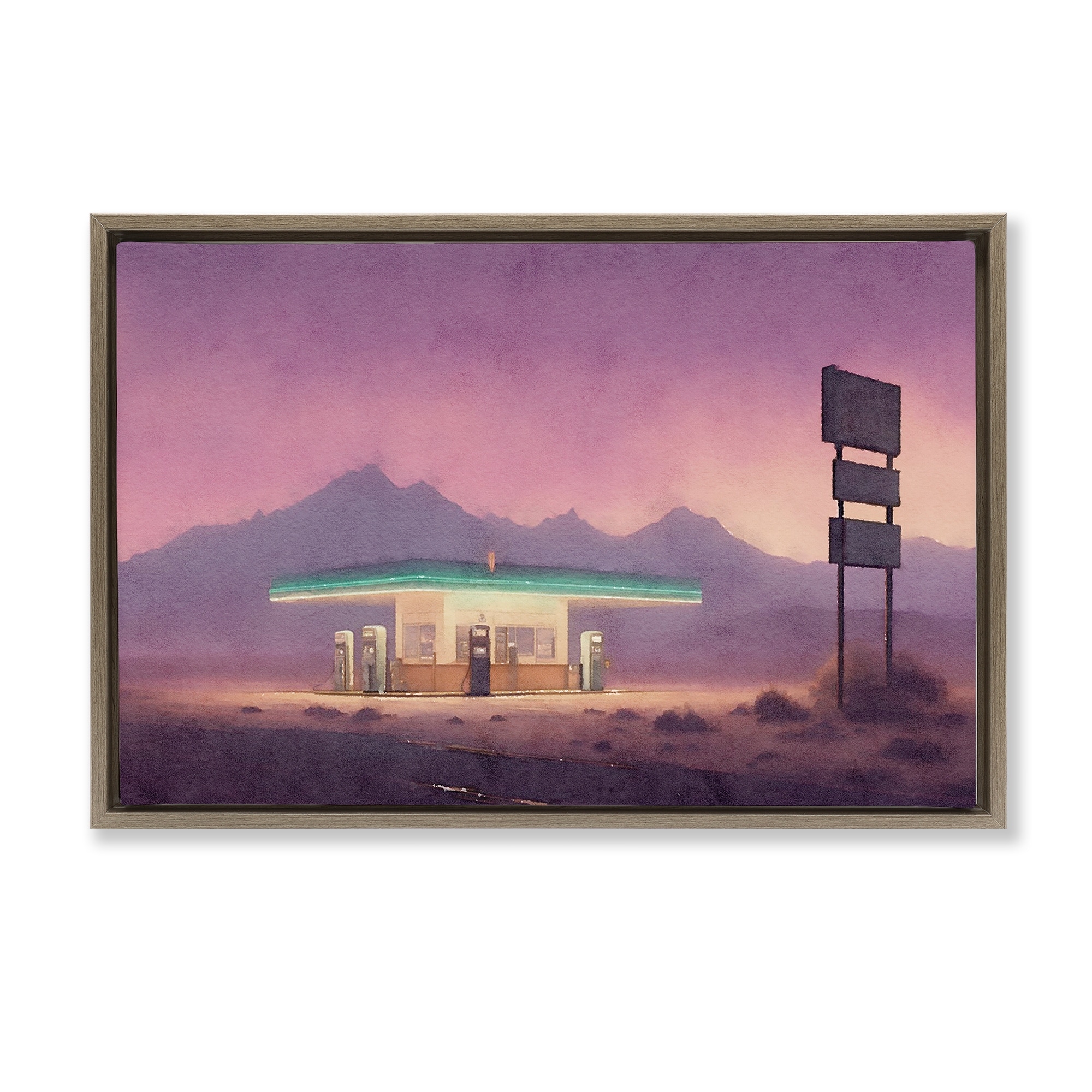 Stupell Desert Gas Station Framed Floater Canvas Wall Art Design By Noah Bay