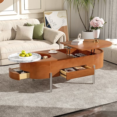 47" Lift-Top Coffee Table with Rotating Tray