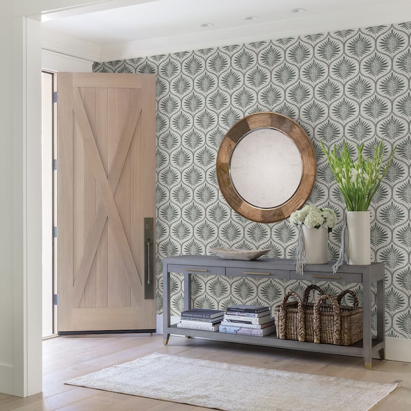 A-Street Prints Laurel Grey Ogee Wallpaper